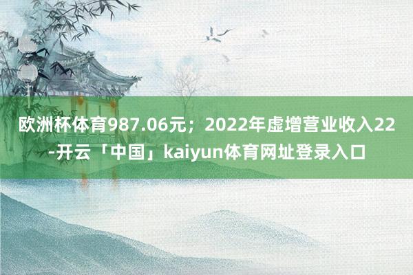 欧洲杯体育987.06元；2022年虚增营业收入22-开云「中国」kaiyun体育网址登录入口